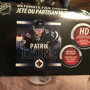 New in package  NHL Patrick Laine fleece throw with reverse is cozy faux sherpa